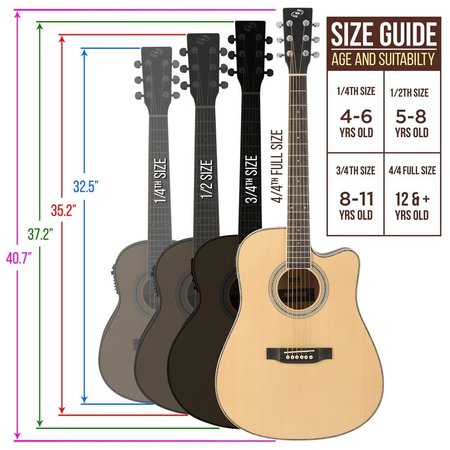 Pyle 41” Inch 6-String Electric Acoustic Guitar - Guitar with Digital Tuner & Accessory Kit (Nature color PEAG99